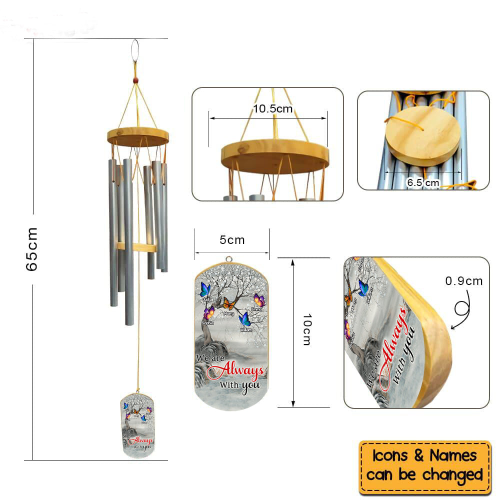 I Am Always With You Butterfly - Memorial Gift - Personalized Wind Chimes