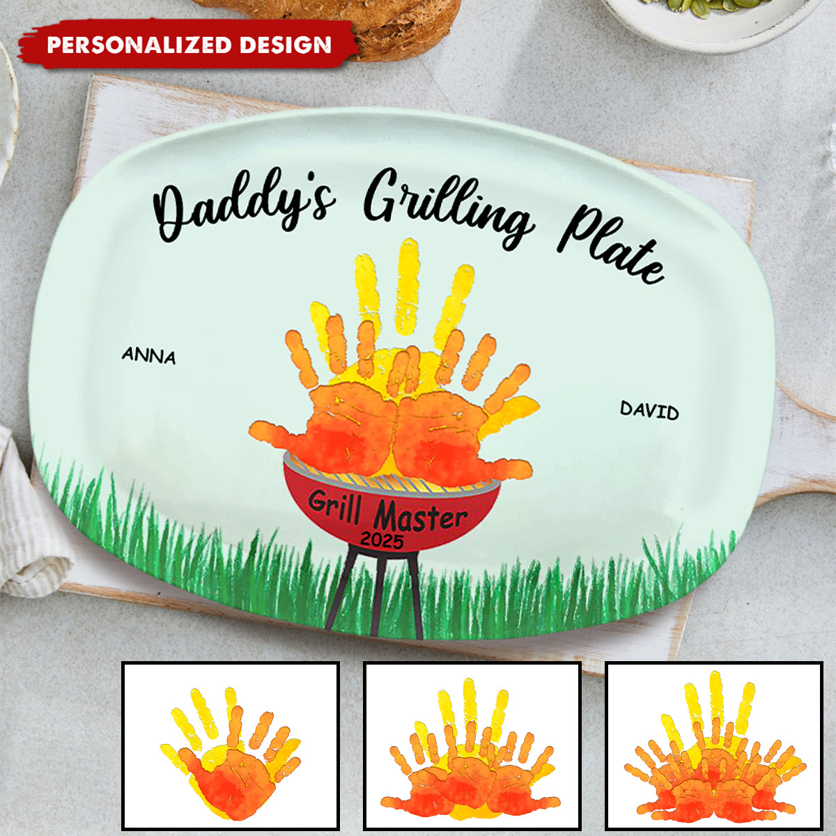 Daddy Grill Master - Family Personalized Custom Platter - Father's Day, Birthday Gift For Dad