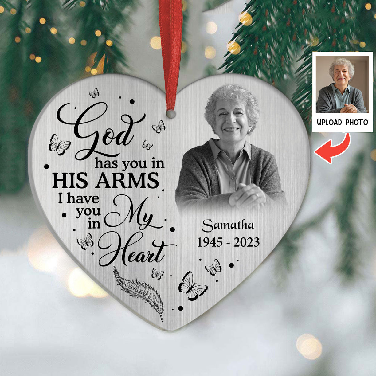 Personalized God Has You In His Arms Ornament - Memorial Gift From Photo