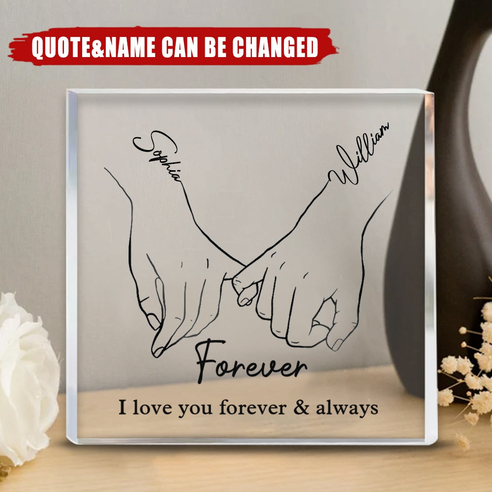 I Love You Forever & Always - Couple Personalized Custom Square Shaped Acrylic Plaque