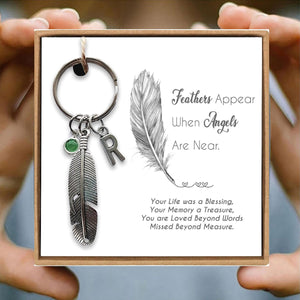 Personalized Feathers Appear when Angels are Near Memorial Keychain