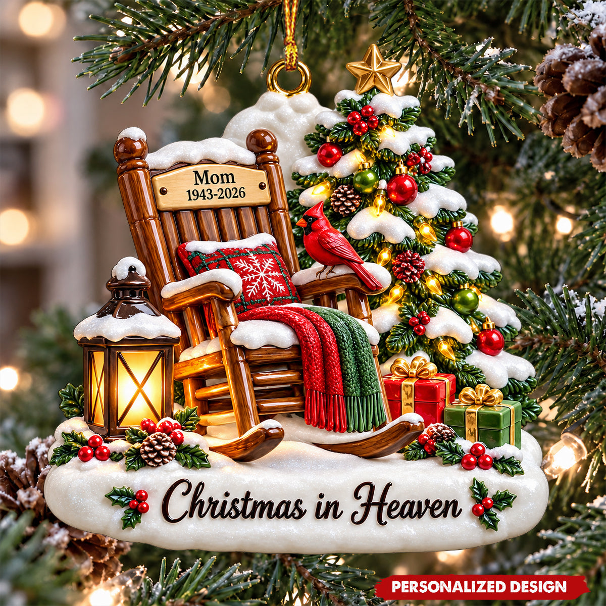 Personalized Christmas in Heaven Ornament, Memorial Christmas Gift