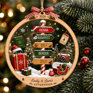 Personalized Adventure Travel Ornament, Family Or Couple Vacation Gift