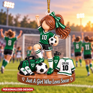Just A Girl Who Loves Soccer - Personalized Soccer Christmas Ornament