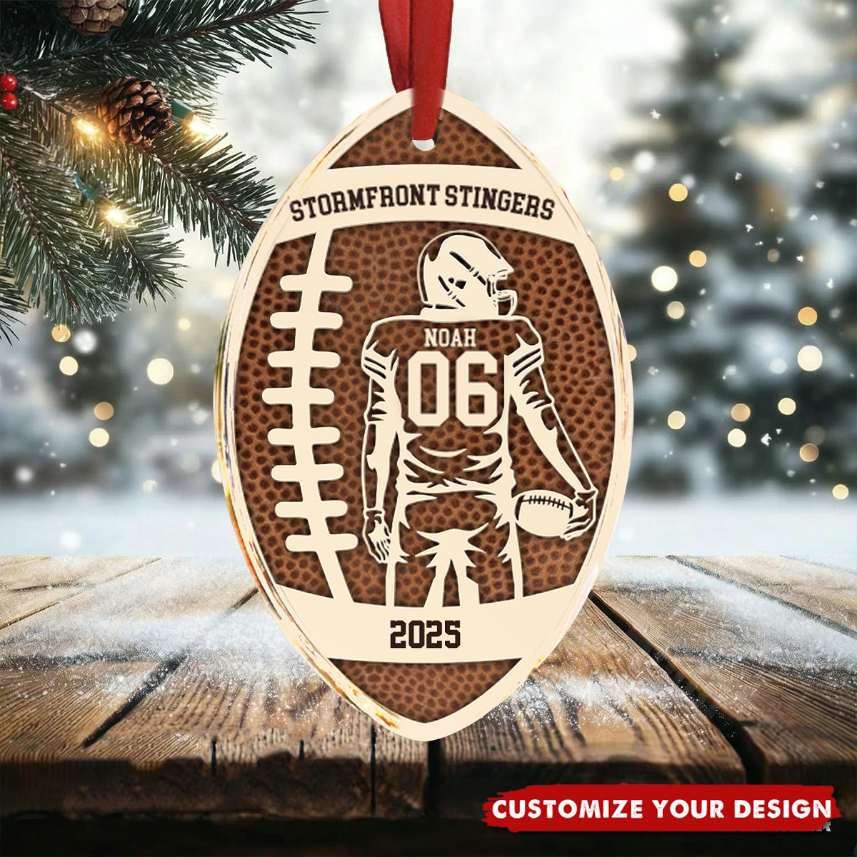 thumbnail interactive-video image 1 of USA MADE Personalized Christmas Flag American Football Santa 1 of 9