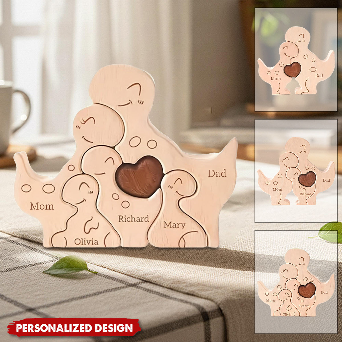 Personalized Dinosaur Family Puzzle, Kids Room or Nursery Decor