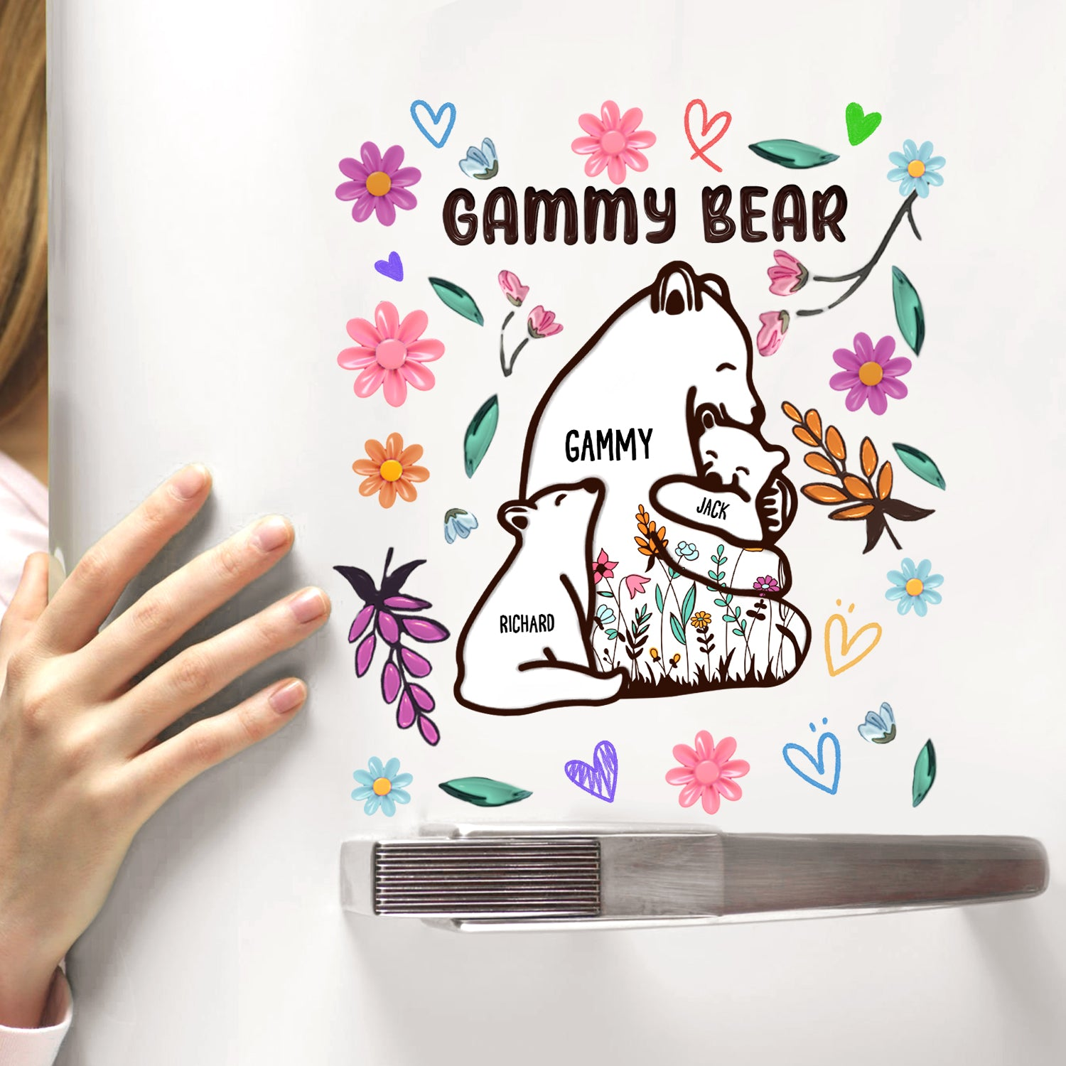 Mama Bear Floral Style Personalized Sticker