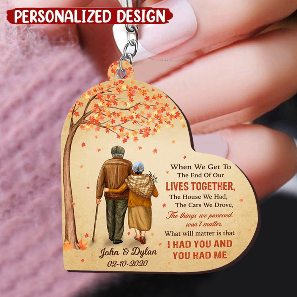 Personalized Old Couple Valentine Wedding Anniversary Birthday Gift For Husband Wife Keychain