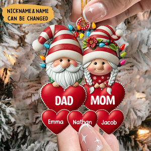 Christmas Grandma & Grandpa Mom & Dad With Heart Kids Personalized Ornament