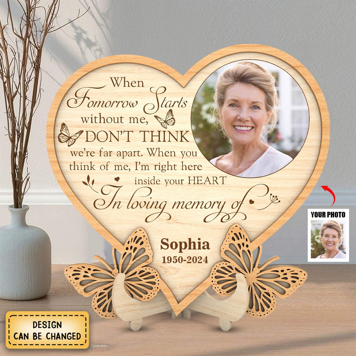 In Loving Memory of - Personalized Wooden Photo Plaque
