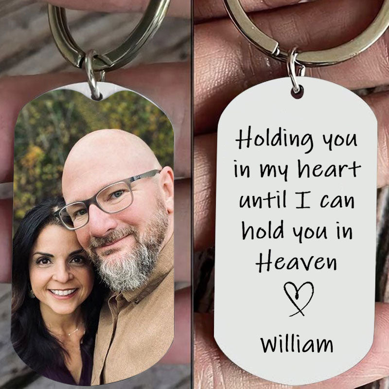 Personalized I'll Hold You In My Heart Memorial Photo Keychain