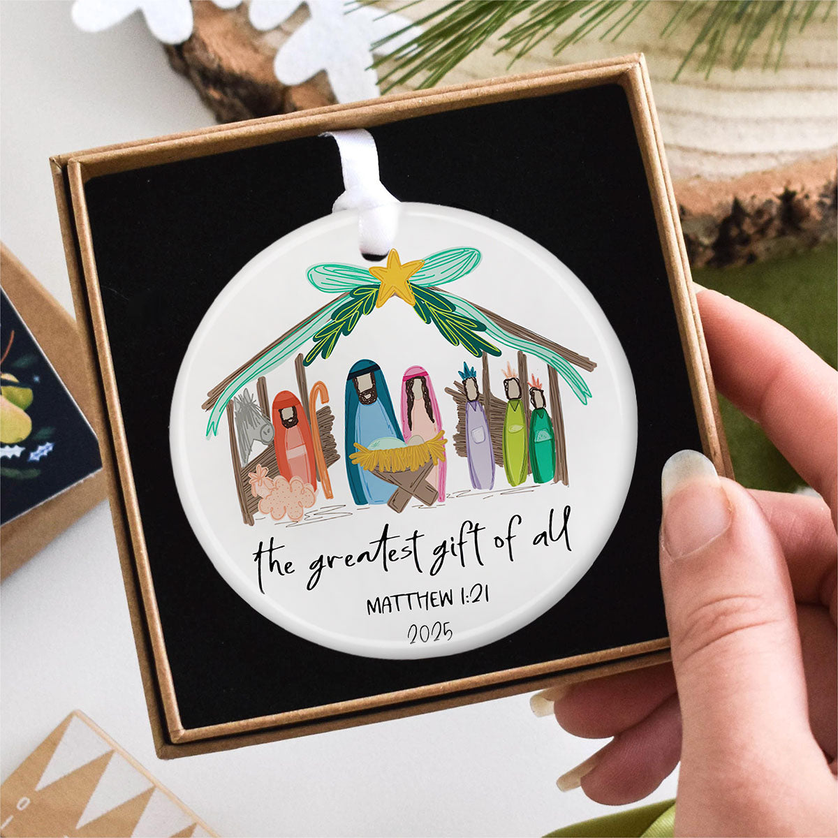 Personalized Nativity Christmas Ornament - The Greatest Gift of All Ornament