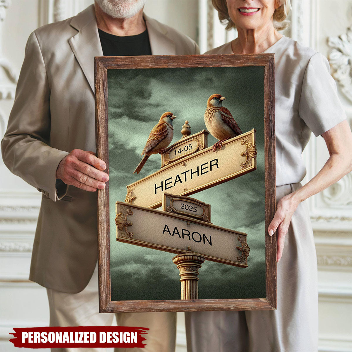 Personalized Street Sign with Custom Names, Gift for Couples, Love Poster Print