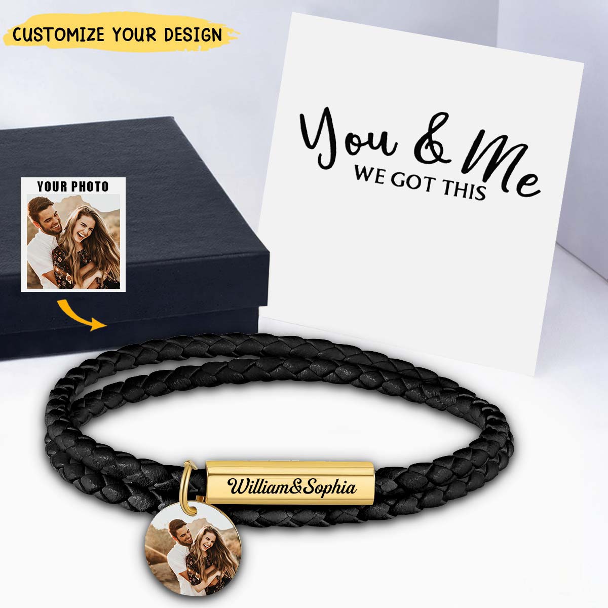 Personalized Leather Bracelet, Couple Gift for Him/Her