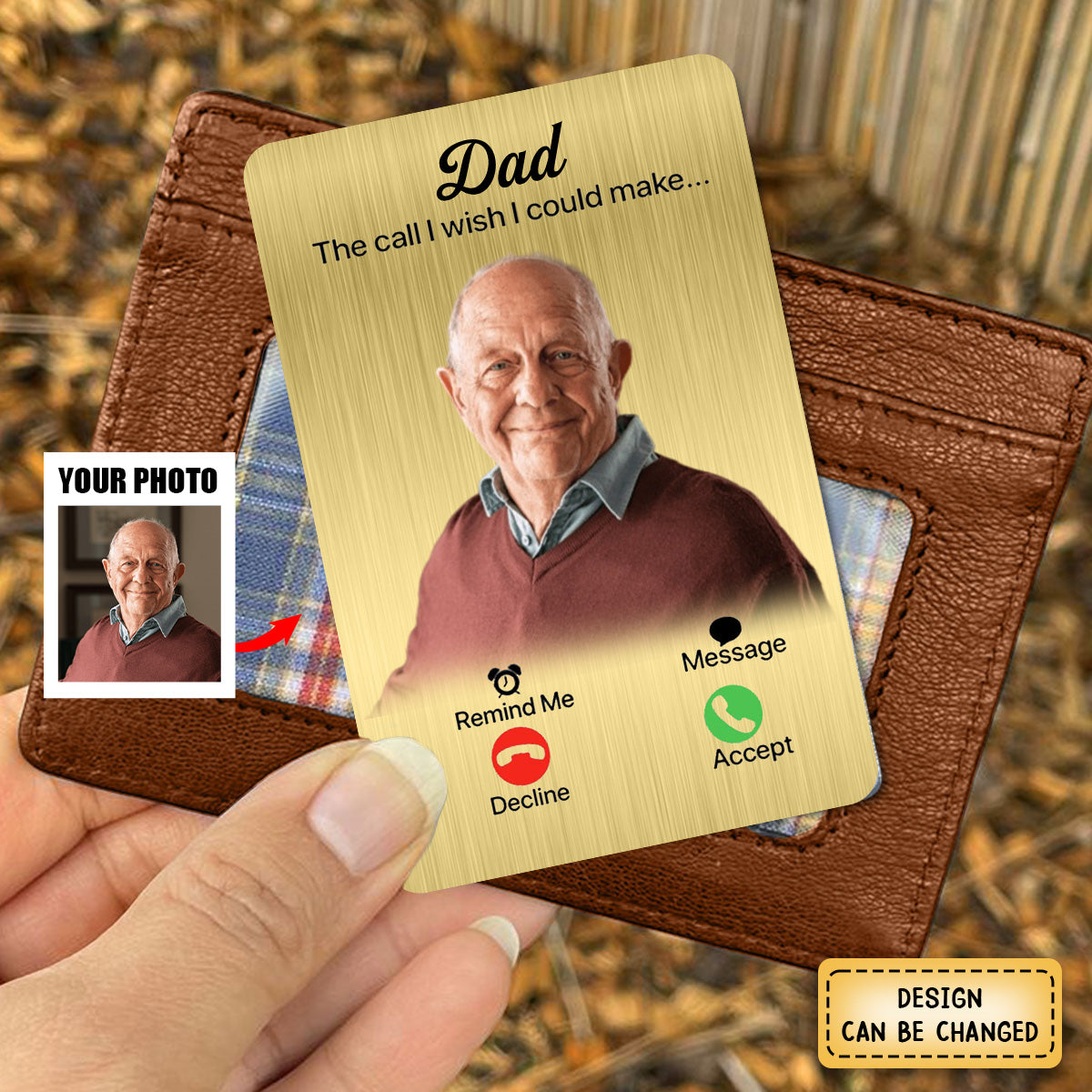 The Call I Wish I Could Make - Personalized Photo Aluminum Wallet Card