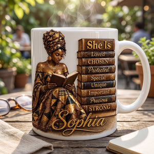 Personalized She Is Strong Black Queen Coffee Mug