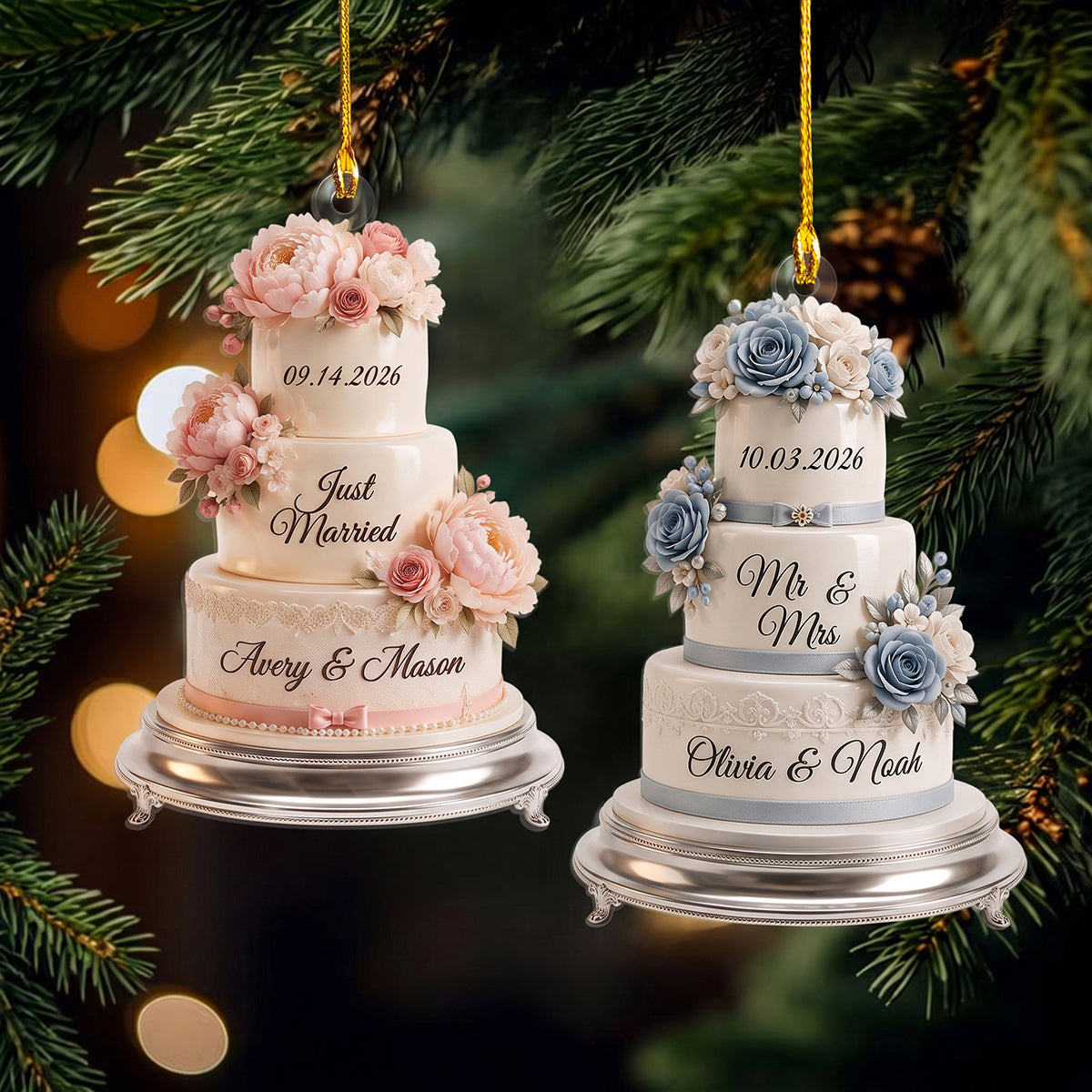 Personalized First Christmas Married Ornament, 2026 Mr and Mrs Cake Gifts