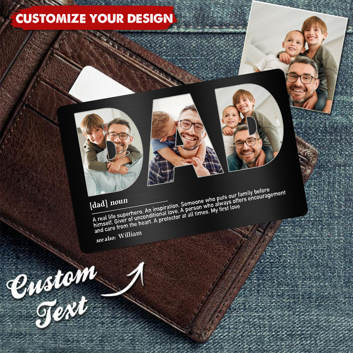 Dad Definition - Personalized Father's Day Father Wallet Insert Card