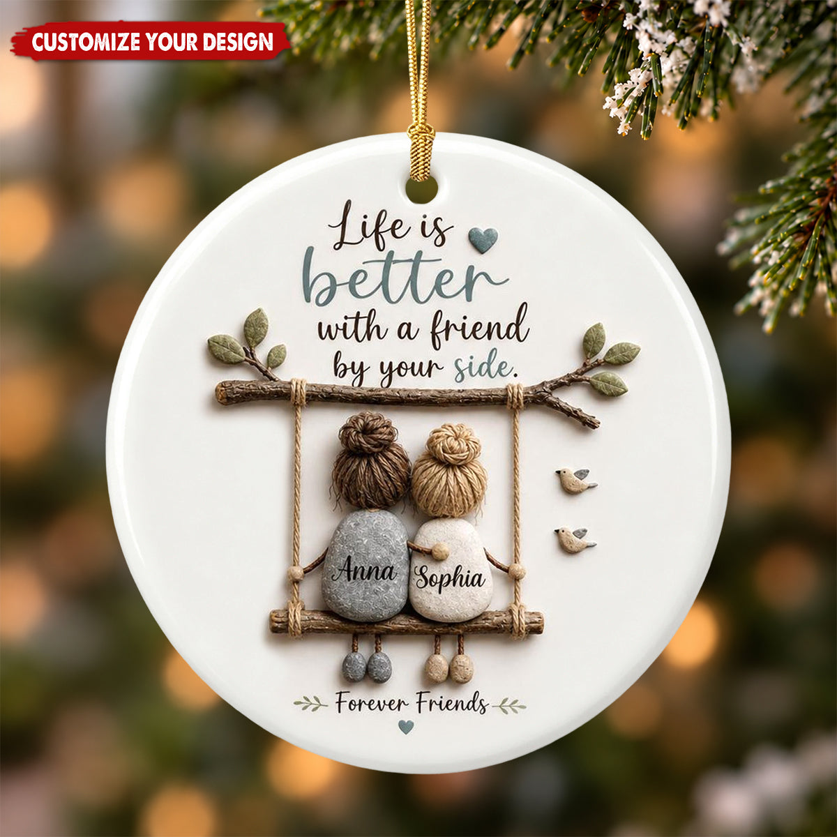 Personalized Best Friend Christmas Ornament, Friendship Holiday Gift