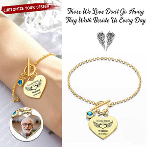 Personalized Memorial Heart Bracelet with Birthstone