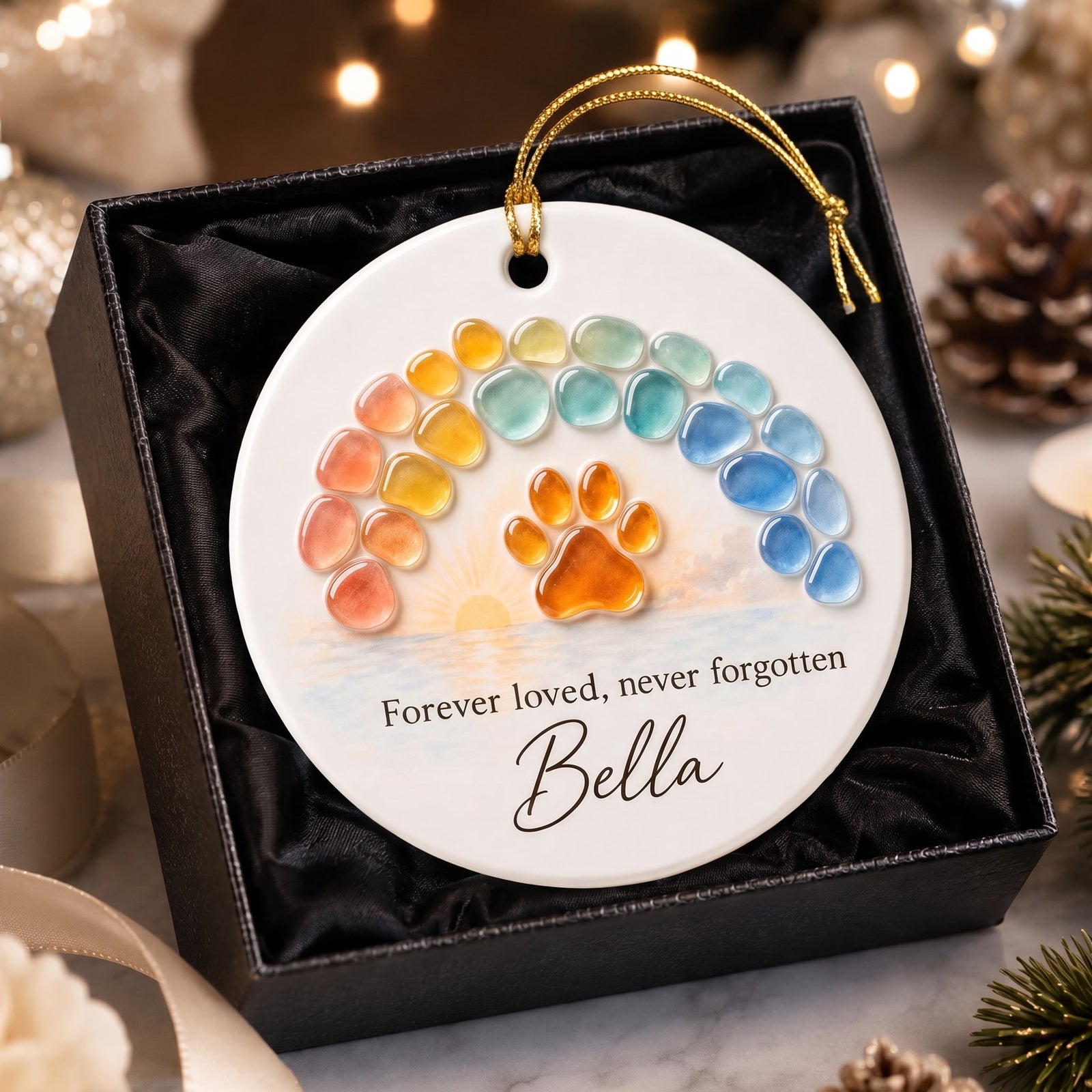 Personalized Pet Memorial Sea Glass Ceramic Ornament