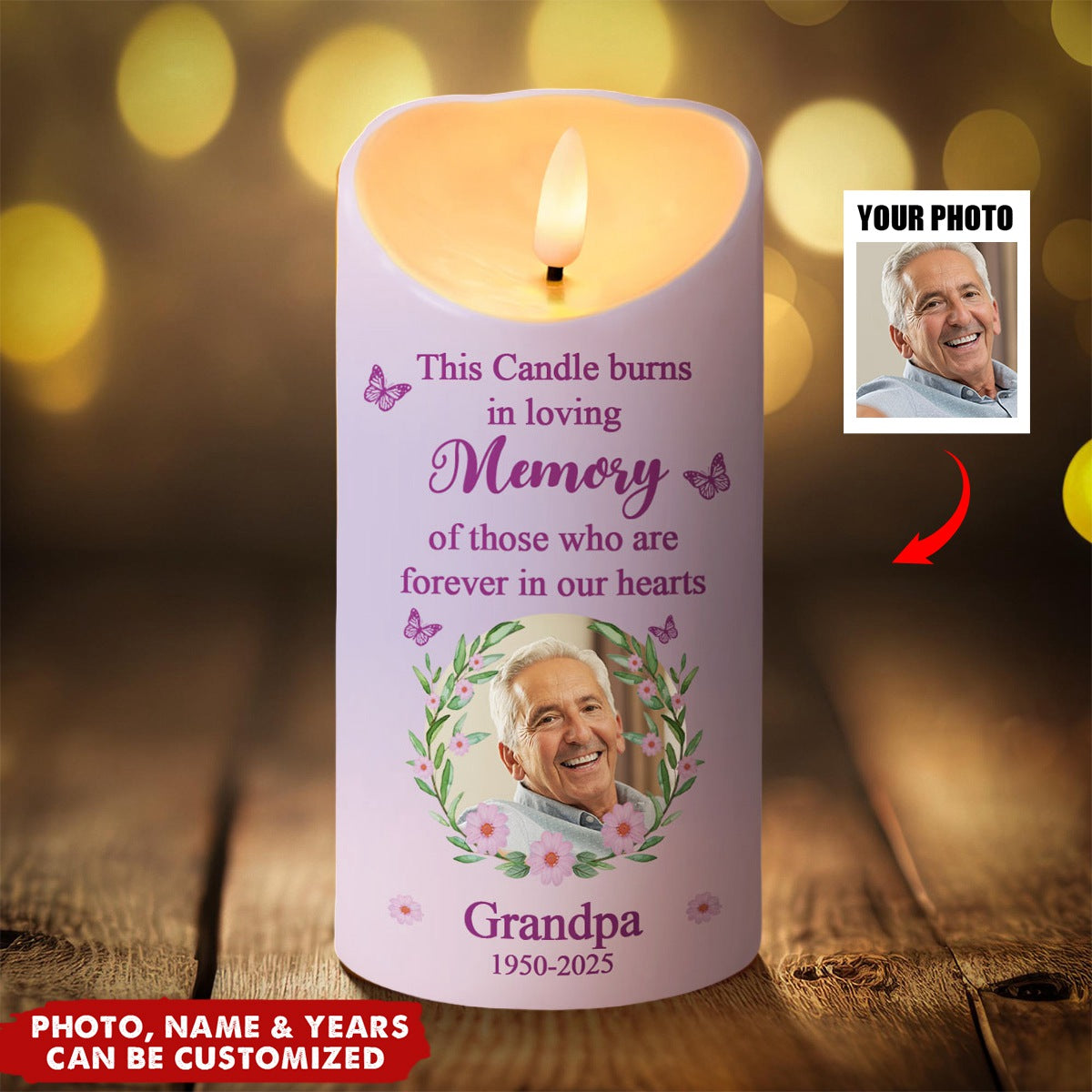 Custom Photo This Candle Holds Our Cherished Memories - Memorial Personalized Custom LED Candle