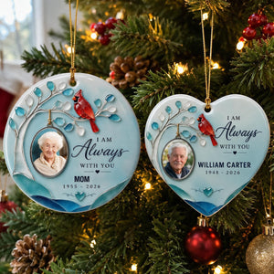 Personalized Cardinal Memorial Ornament, Custom Photo Sympathy Gift