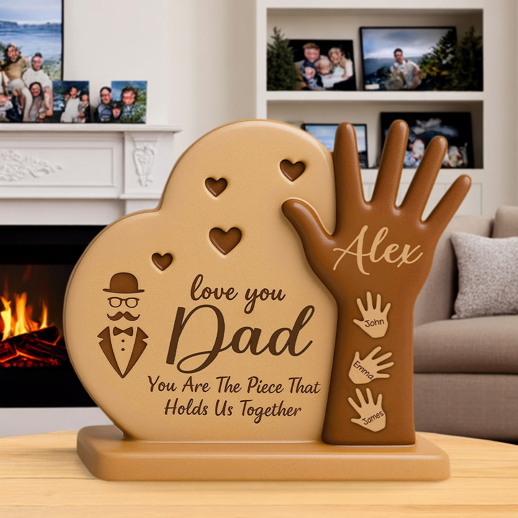 Dad Heart Kid's Hand - Personalized Father Custom Shaped Acrylic Plaque