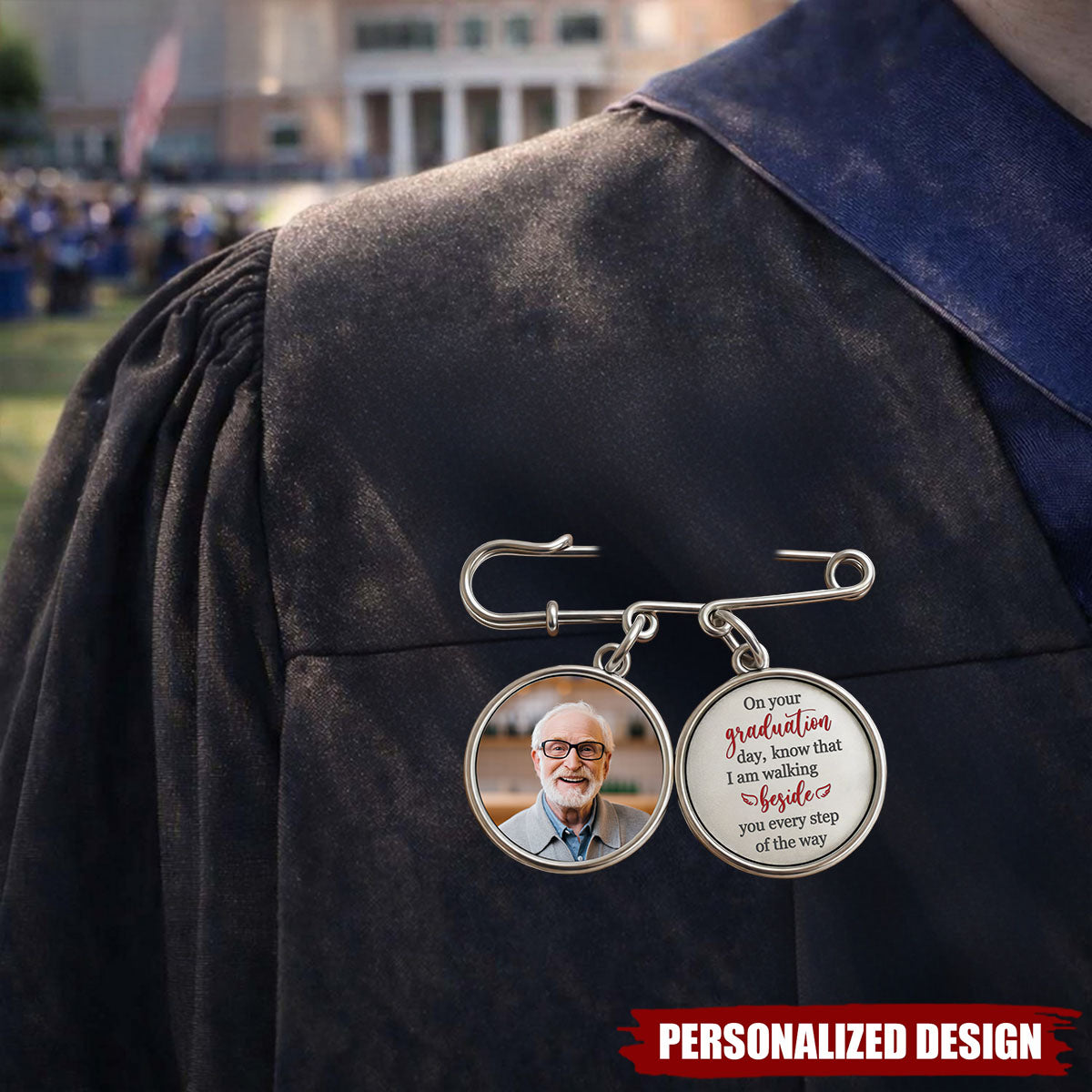 Custom Lapel Pin With Photo Charms - Personalized Graduation Gifts