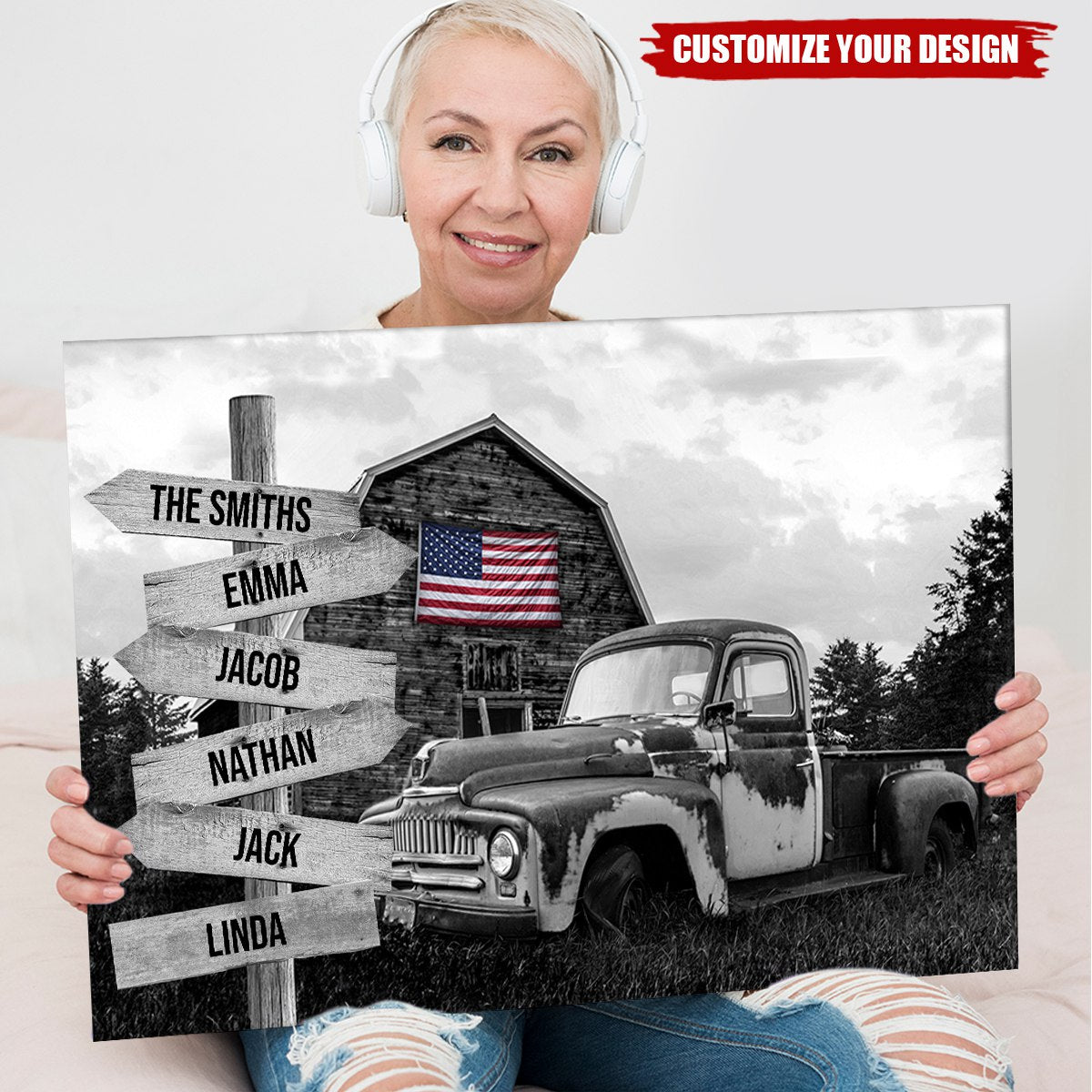 Personalized Vintage Farm Barn With Abandoned Pickup Truck Poster - Custom Name