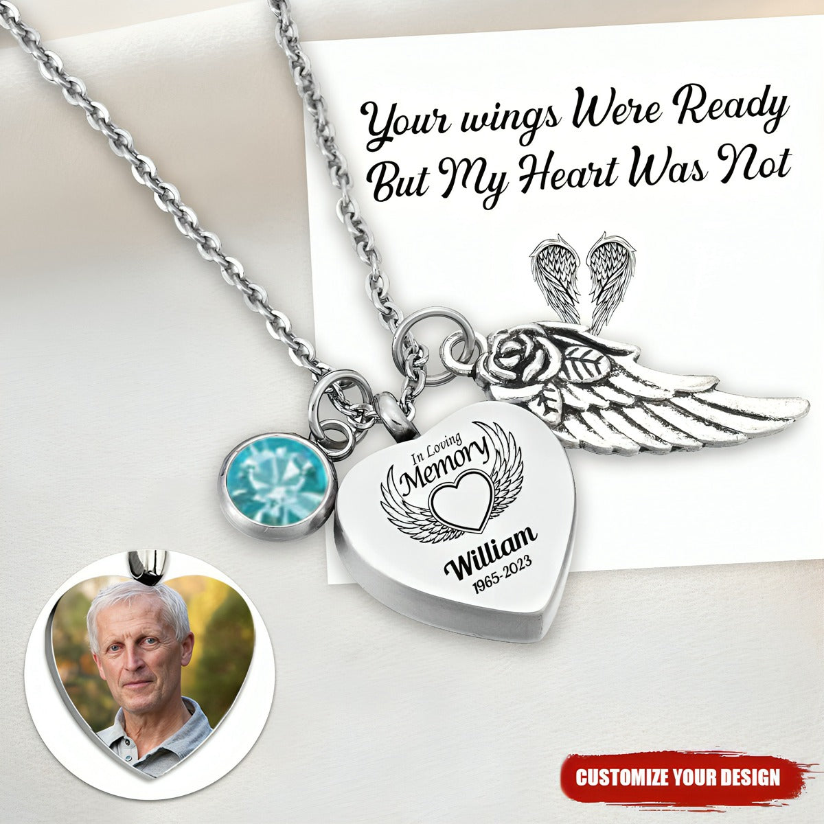 I'll Carry You With Me Personalized Memorial Heart Necklace with Birthstone