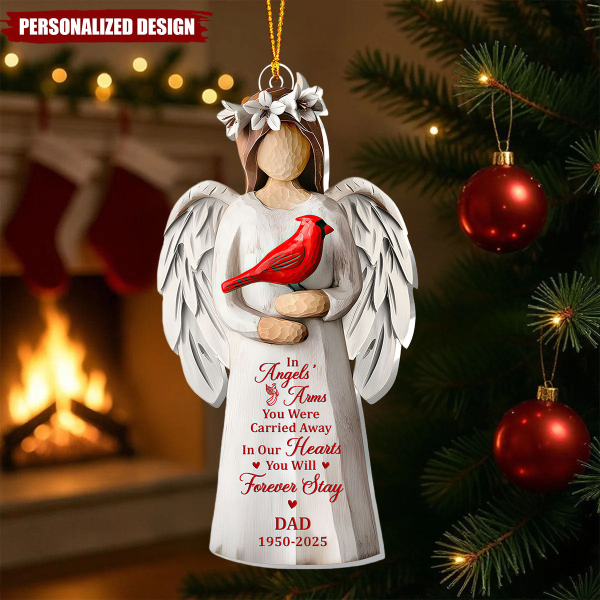 In Angels' Arms - Personalized Memorial Acrylic Ornament