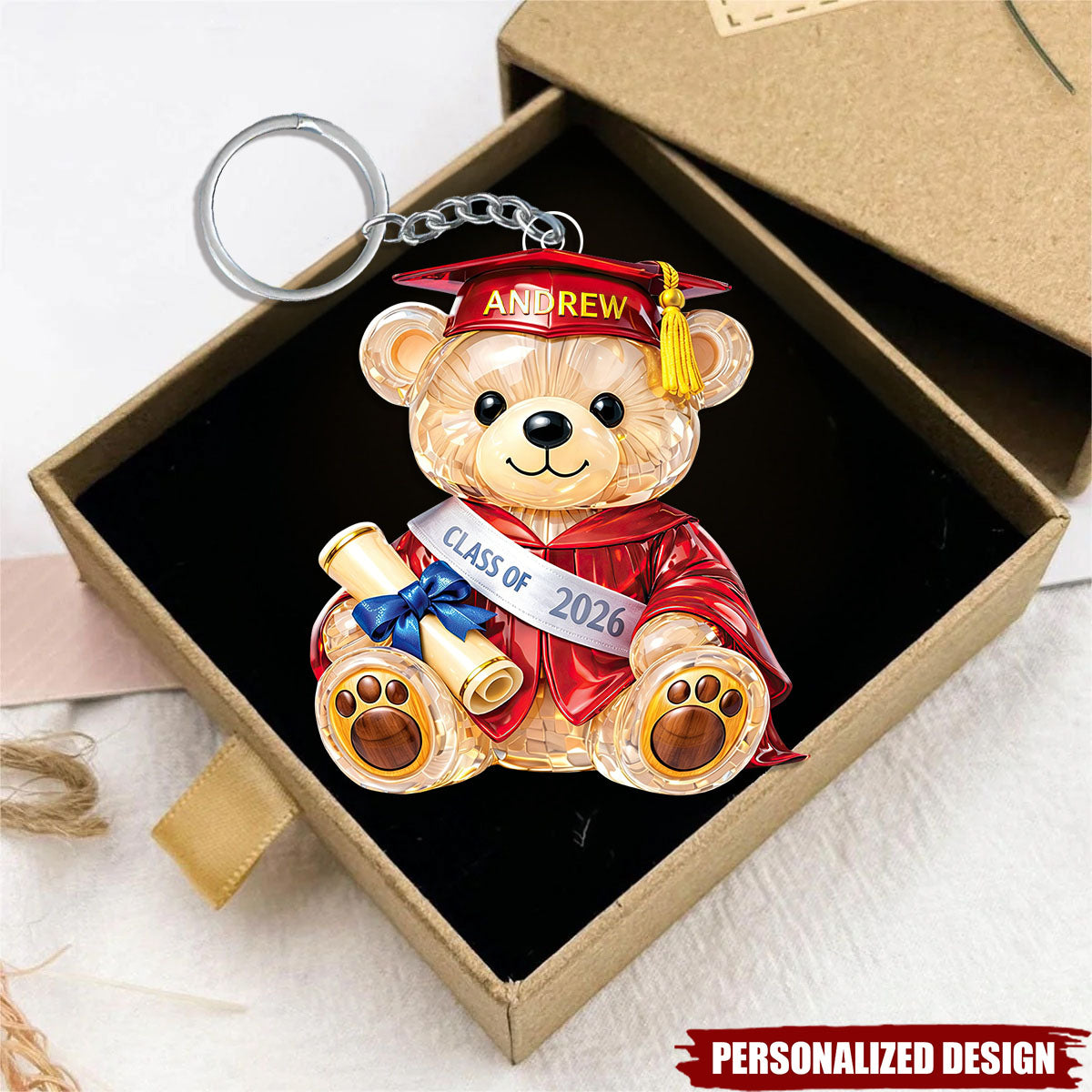 Personalized Bear Graduation Acrylic Keychain 2026