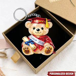 Personalized Bear Graduation Acrylic Keychain 2026