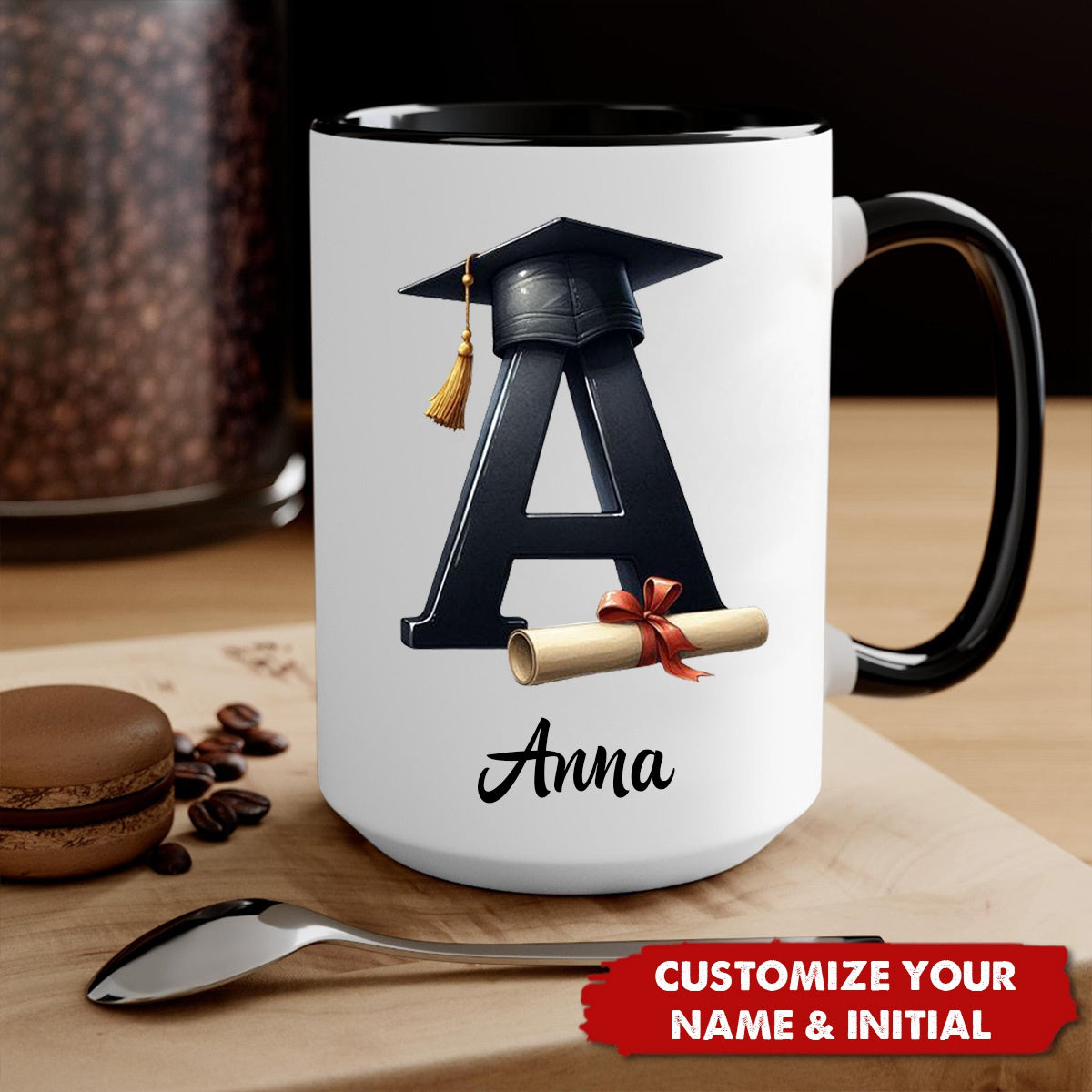 Personalized Graduation Mug with Name, Custom Grad Gift Bachelor, Class Of 2025