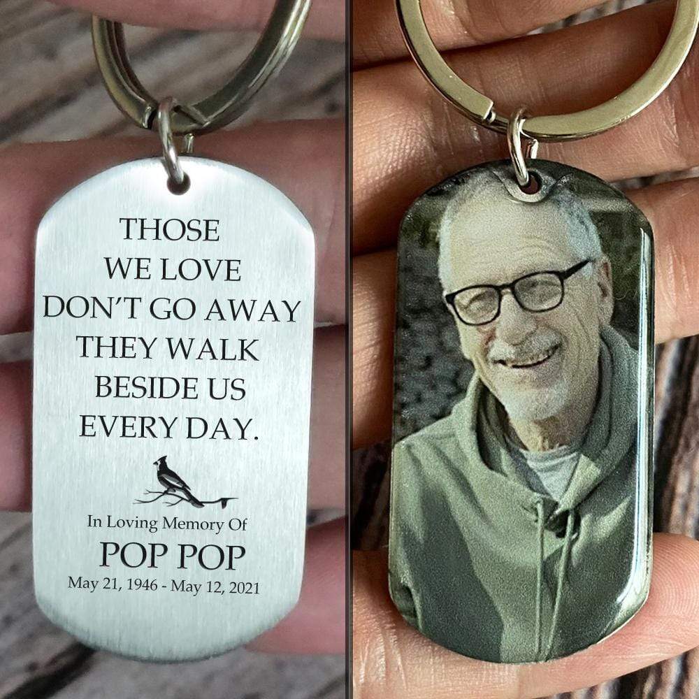 Memorial Upload Photo Those We Love Don't Go Away They Walk Beside Us Everyday Personalized Keychain