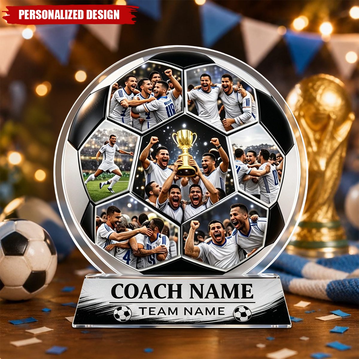 Personalized Photo Soccer Acrylic Plaque, Soccer Coach Gift