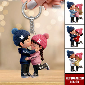 Personalized Kissing Couple Acrylic Keychain