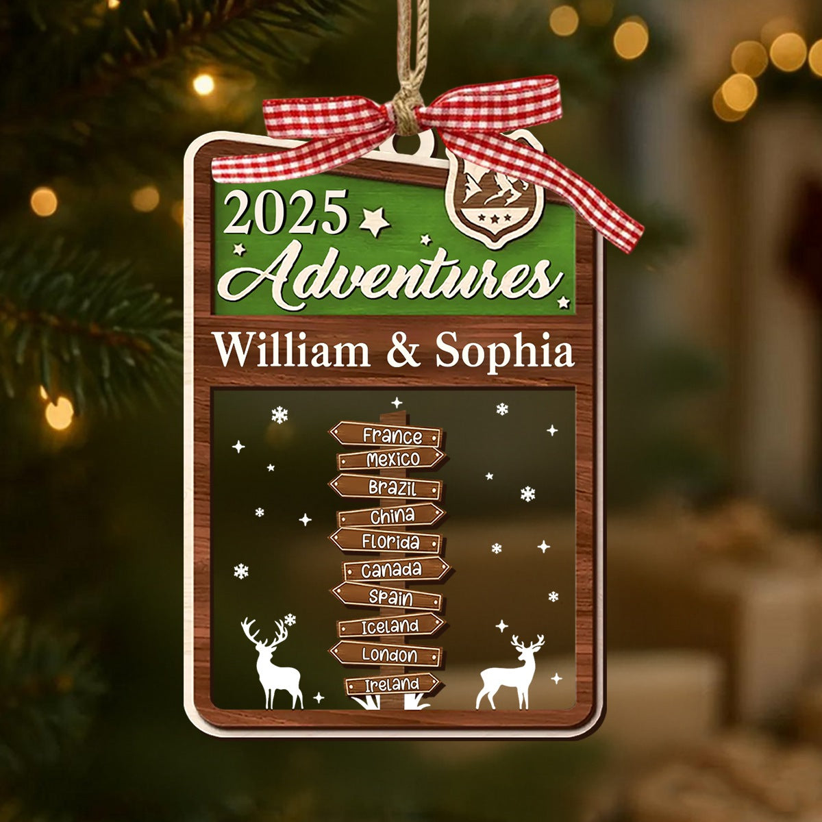 Couple Traveling Destination, Personalized Adventure Ornament