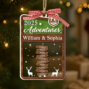 Couple Traveling Destination, Personalized Adventure Ornament