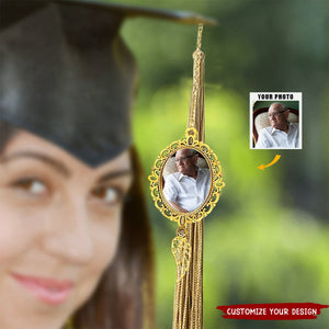 Custom Memorial Graduation Gifts for Her Graduation Tassel Photo Charm with Angel Wing