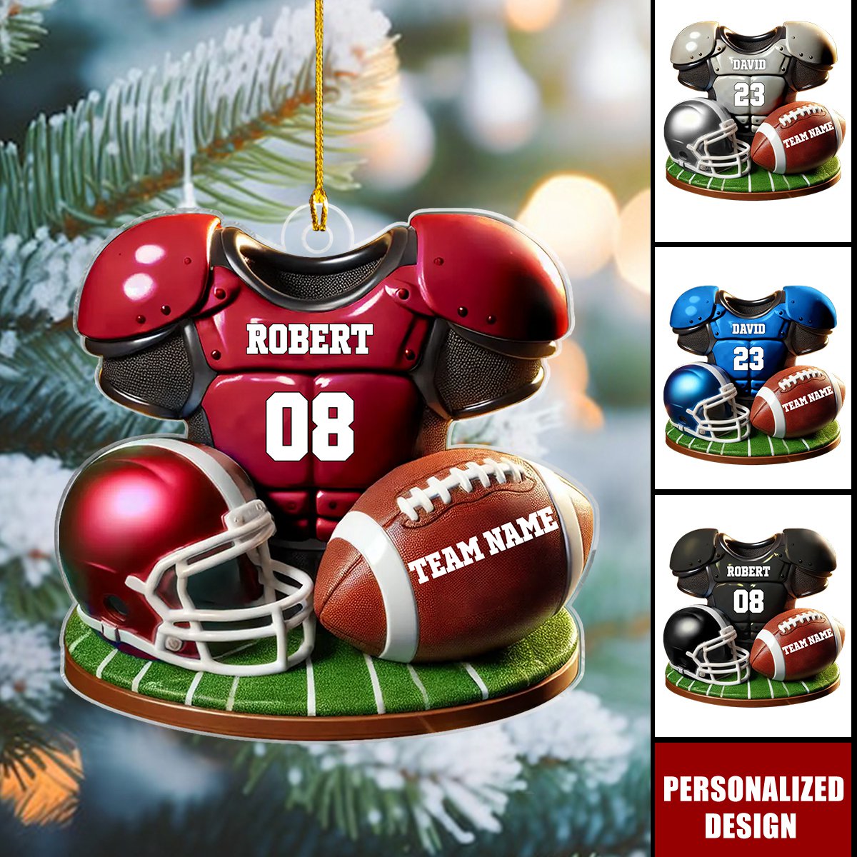 Football Jersey Uniform 3D Effect Personalized Acrylic Ornament