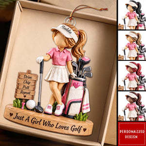 Personalized Golfer Girl Ornament, Female Golfer Christmas Tree Decor