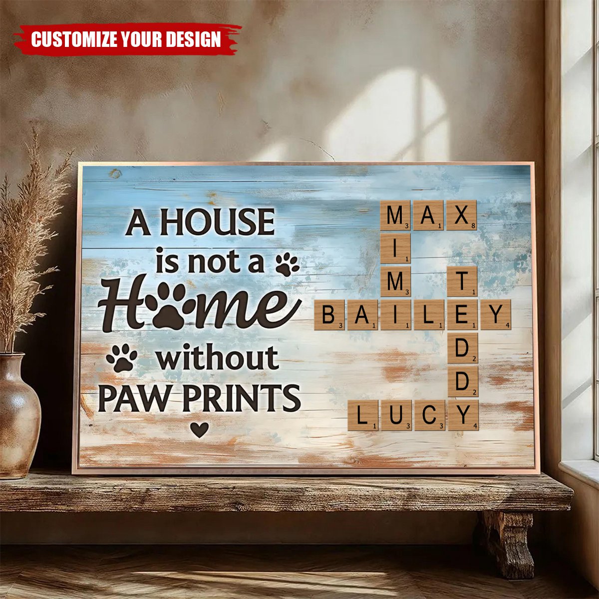 Home With Paw Prints Pet Crossword Puzzle Art Personalized Poster
