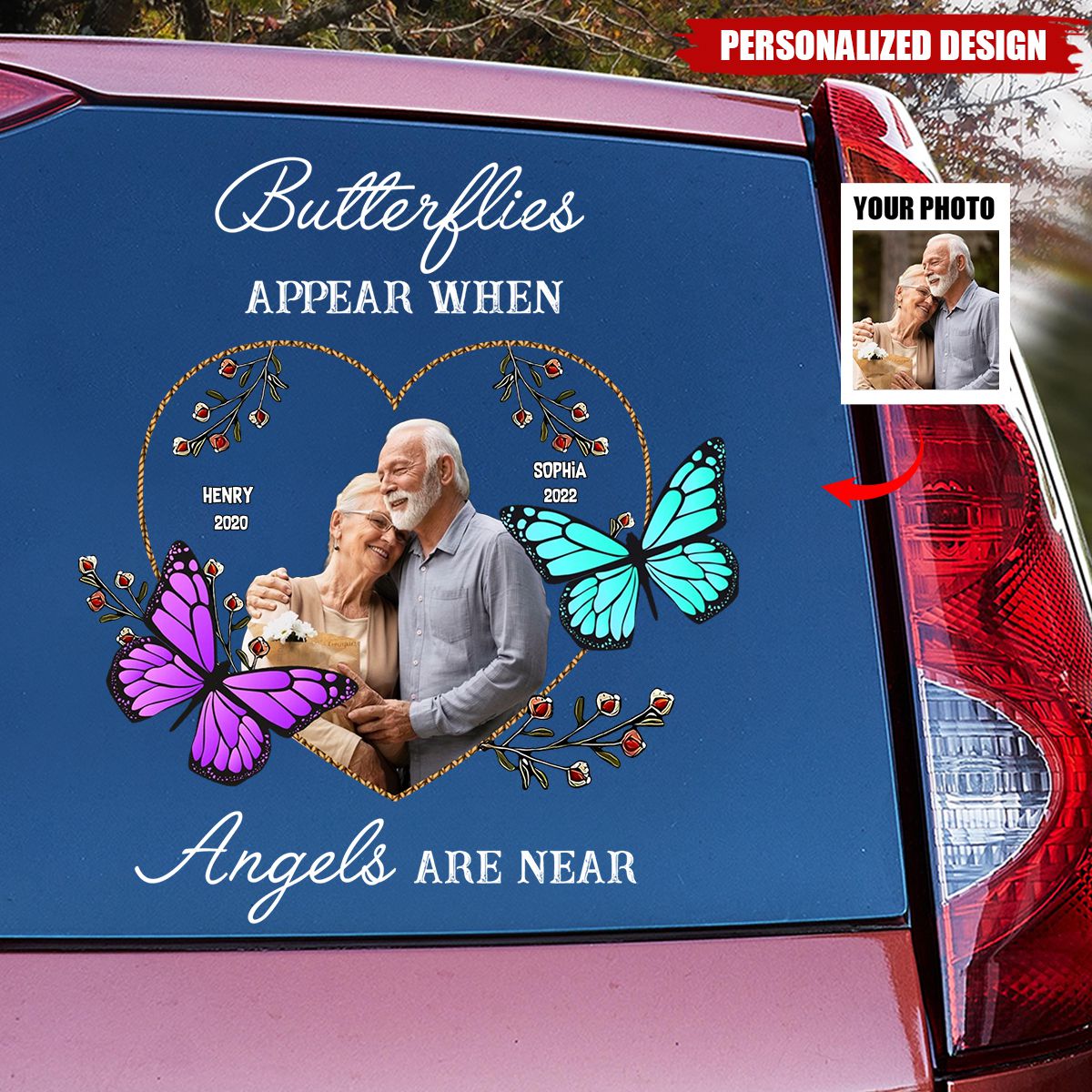 Butterflies Appear When Angels Are Near - Personalized Decal, Memorial Gift For Loss Of Loved One