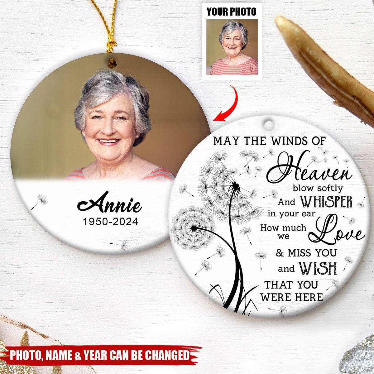 Personalized May the Winds of Heaven Memory Ceramic Ornament