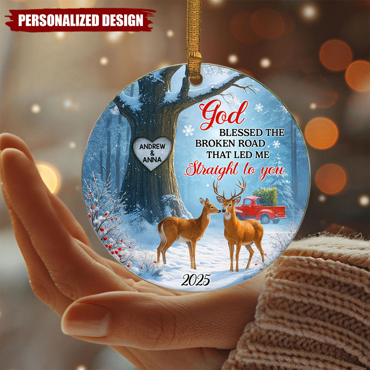 God Bless the Broken Road Couple Personalized Acrylic Ornament