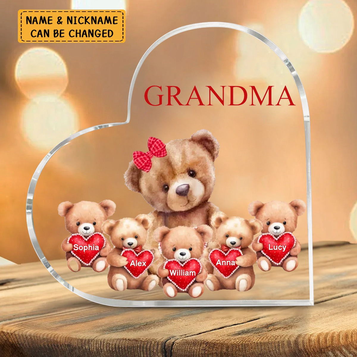 Mama Bear With Little Kids Personalized Acrylic Plaque