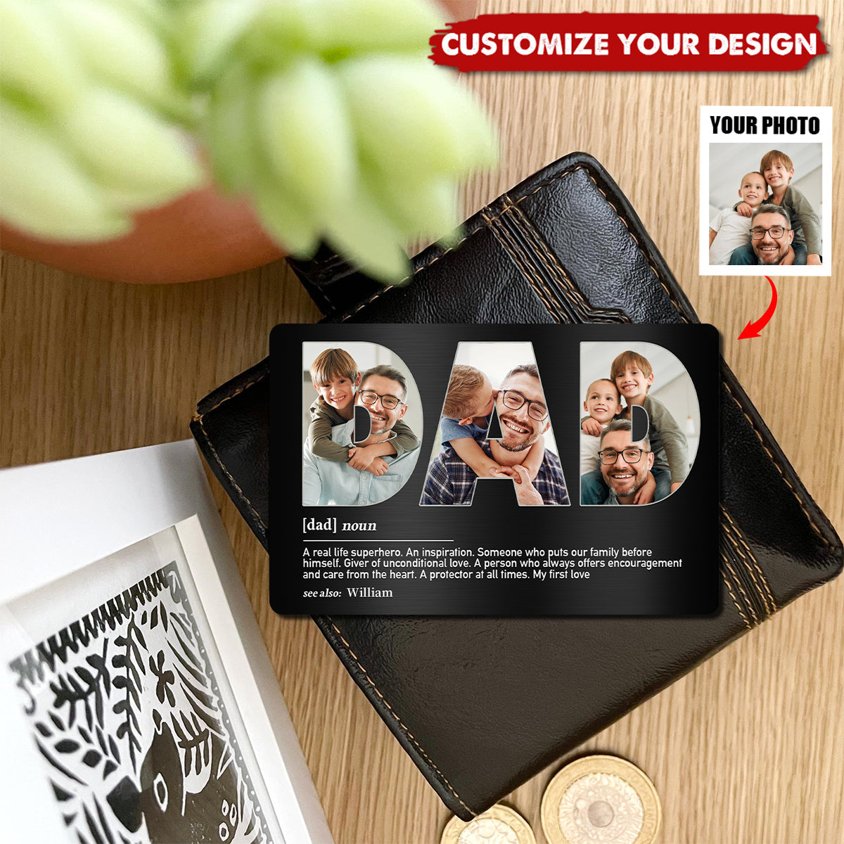 Dad Definition - Personalized Father's Day Father Wallet Insert Card