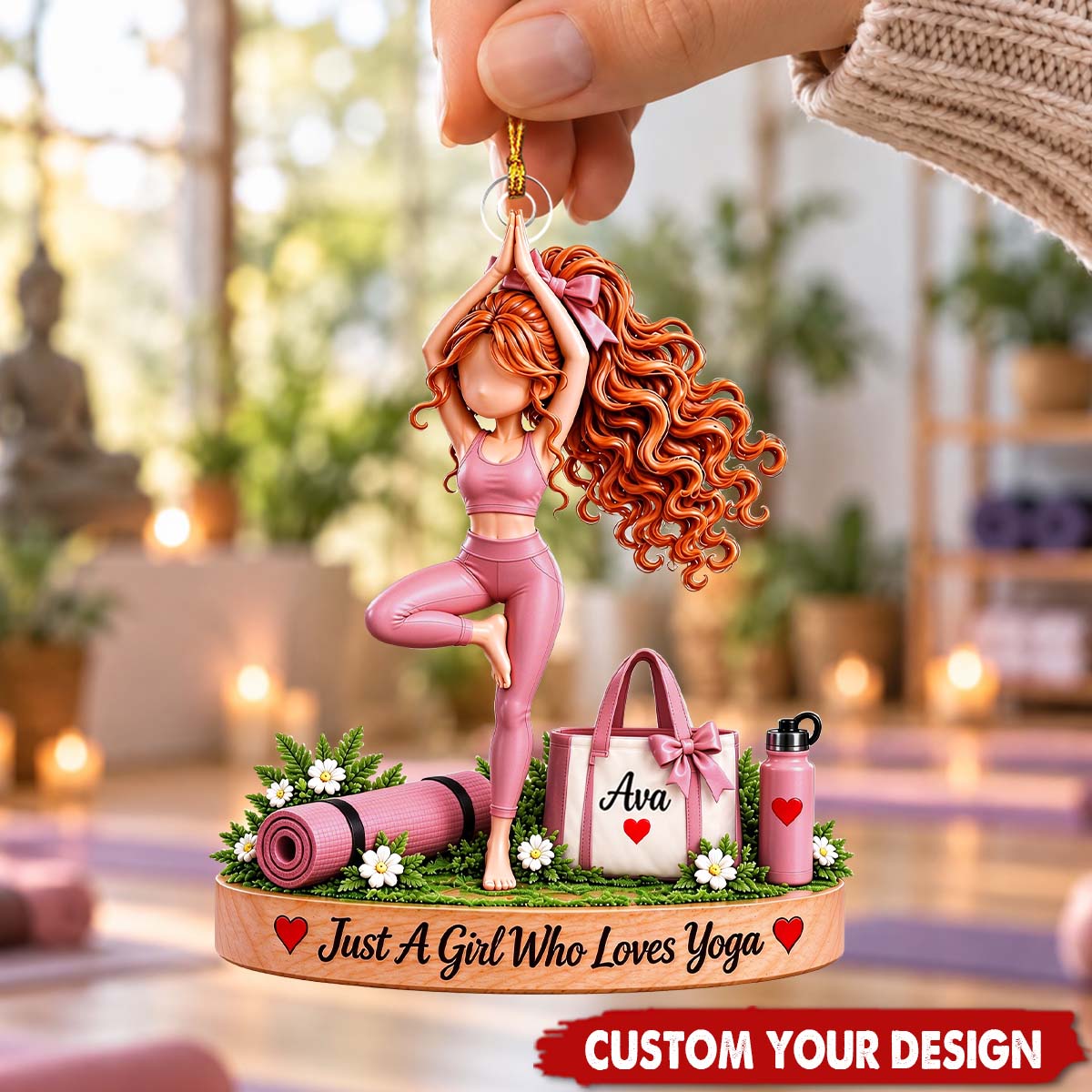 Personalized Yoga Girl Ornament, Yoga Lover Keepsake For Her
